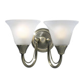 där lighting  Boston 2 Light Wall Light Antique Brass Opaque Glass